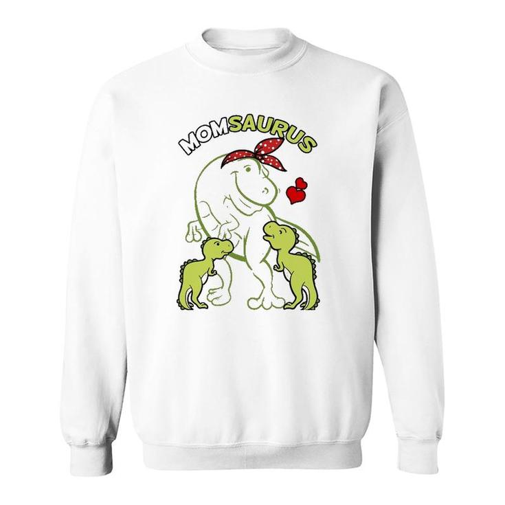 Momsaurus Mom 2 Kids Dinosaur Mommy Mother's Day Sweatshirt