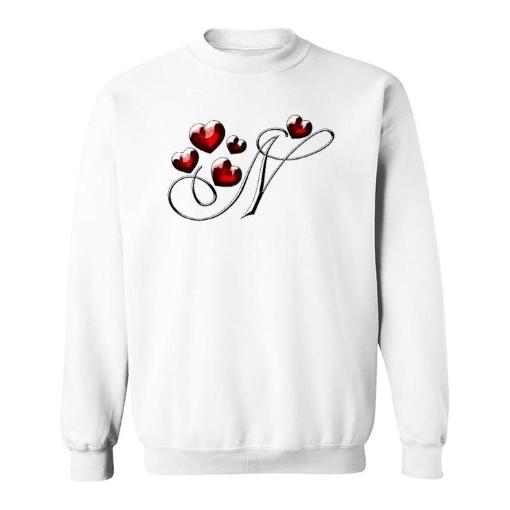 Monogram Initial Letter N Love Heart  Sweatshirt