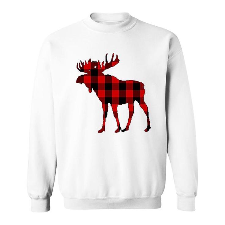Moose Buffalo Red Plaid Gift Sweatshirt