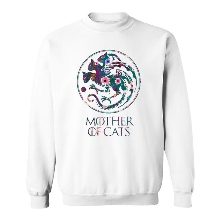 Mother Of Cats With Floral Art - Gift For Cat Lovers Sweatshirt