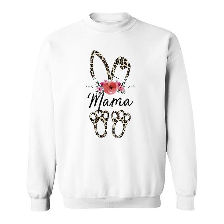 Mother's Day Easter  For Mama Leopard Bunny Floral Sweatshirt