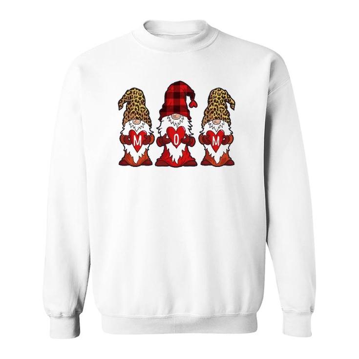 Mother's Day  Gnomes Women Red Buffalo Plaid Leopard Print Sweatshirt