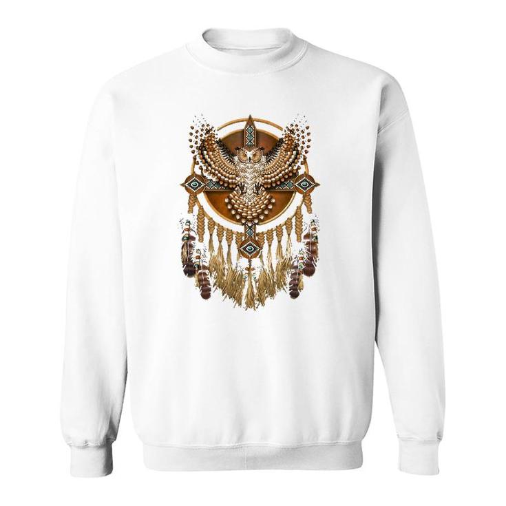 Native American Beadwork Owl Mandala Gift For Women Men Sweatshirt