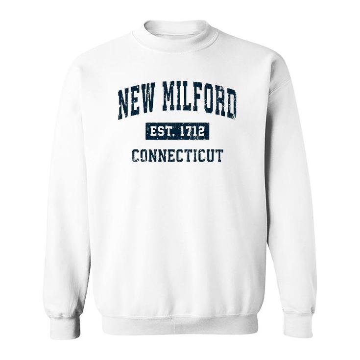 New Milford Connecticut Ct Vintage Sports Design Navy Print Sweatshirt