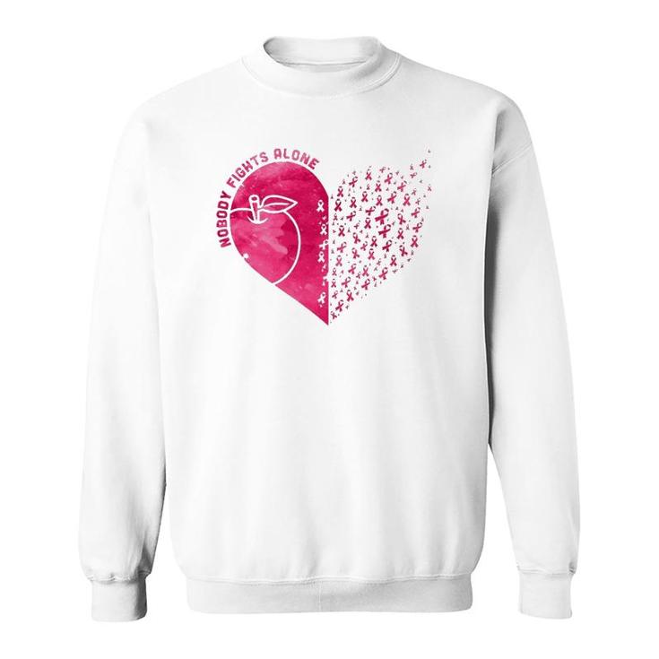 Nobody Fights Alone Teacher's Day Breast Cancer Awareness Sweatshirt