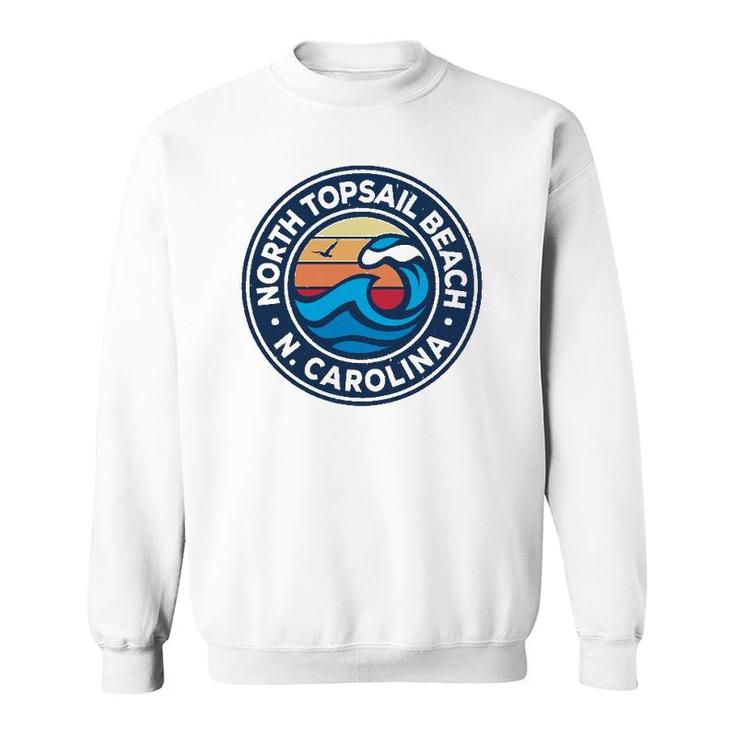 North Topsail Beach North Carolina Nc Vintage Nautical Waves  Sweatshirt