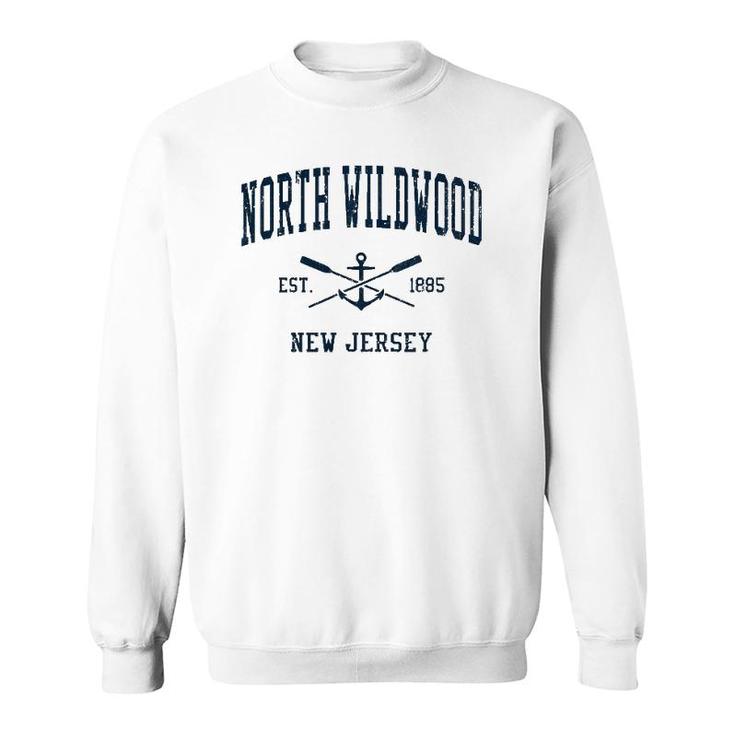 North Wildwood Nj Vintage Navy Crossed Oars & Boat Anchor Sweatshirt