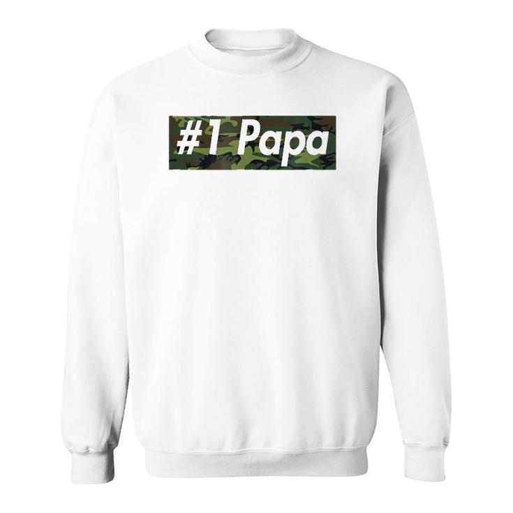 Number One Papa , Best Father, Dad Camo Box Sweatshirt