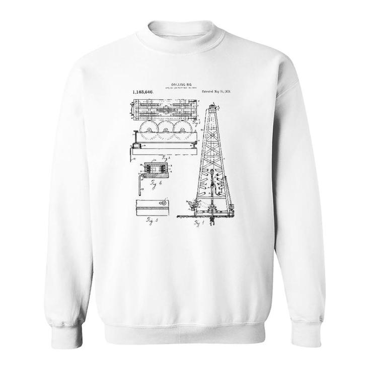 Oil Rig Blueprint - Petroleum Engineer Oilfield Tee Sweatshirt