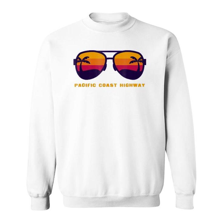 Pacific Coast Highway - Sunglasses - Palm Trees & Sun  Sweatshirt