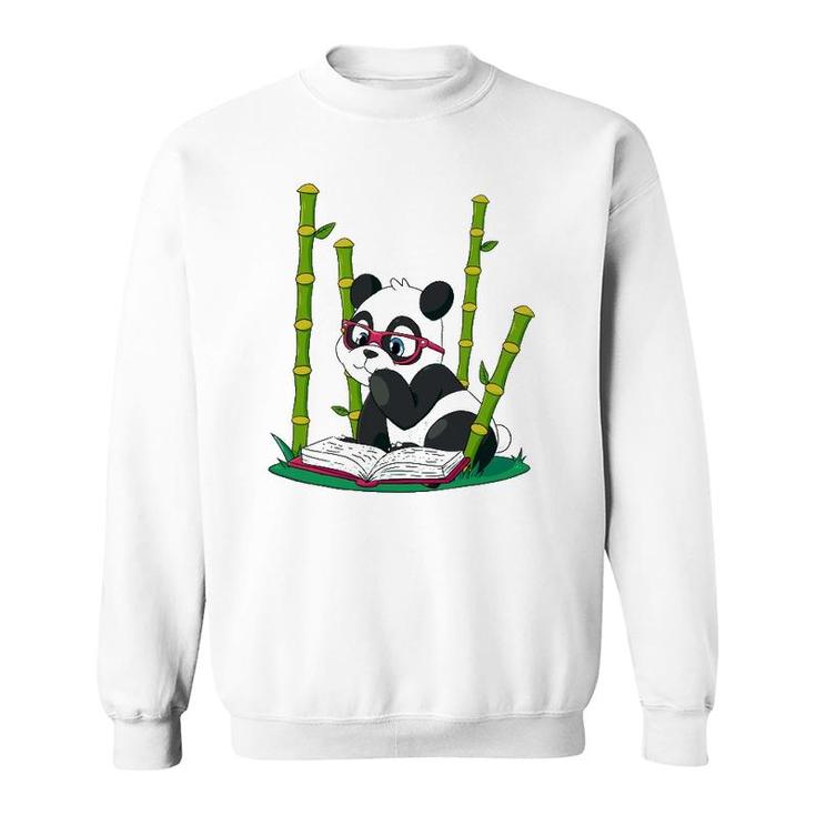 Panda Bear Book Worm Nerd Reading Bamboo Jungle Gift Sweatshirt