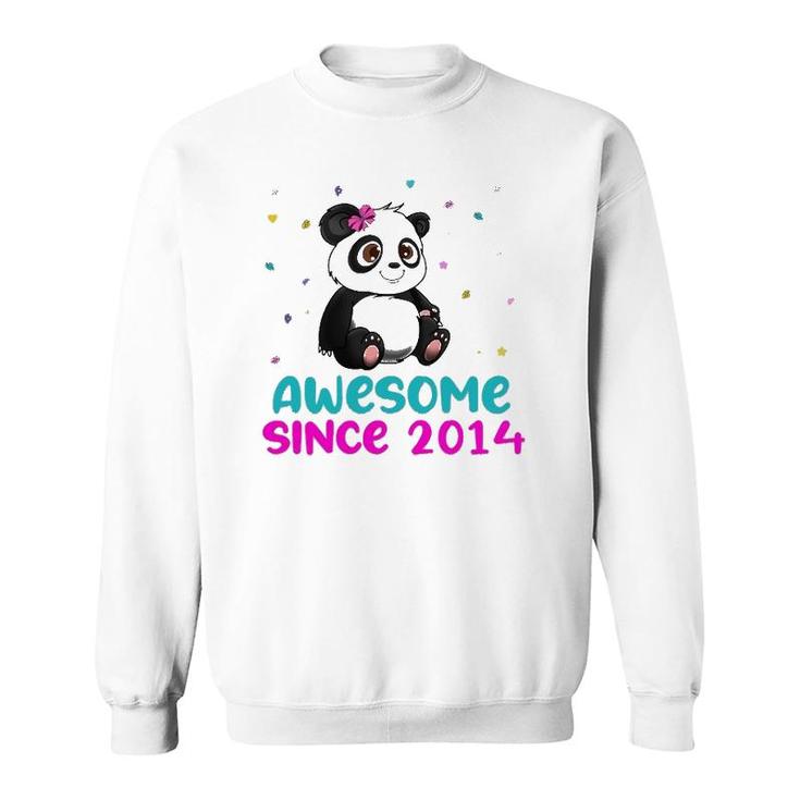 Panda Bear Girl Birthday Gift Love Awesome Since 2014 Ver2 Sweatshirt