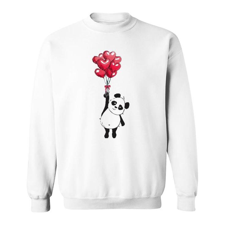 Panda Heart Valentine's Day Girl Kids Women Adults Bear Lover Sweatshirt
