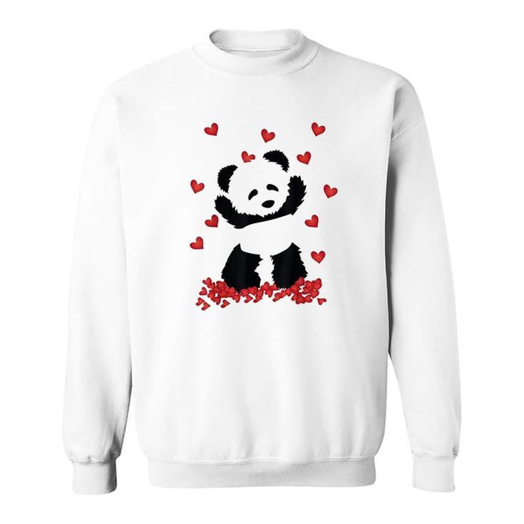 Panda With Hearts Valentines Day Sweatshirt