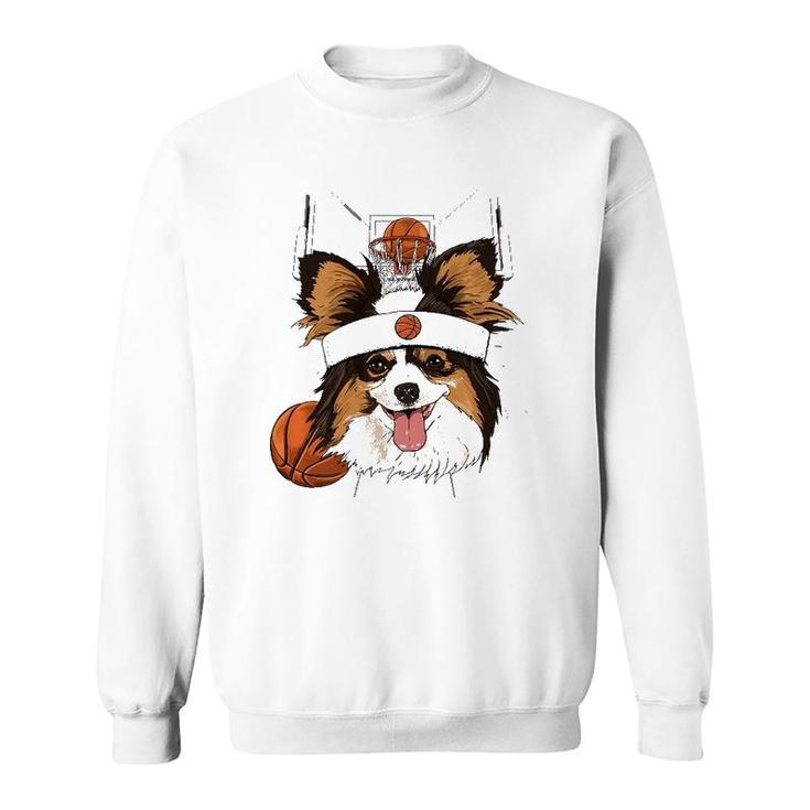 Papillon Basketball Dog Lovers Basketball Player  Sweatshirt