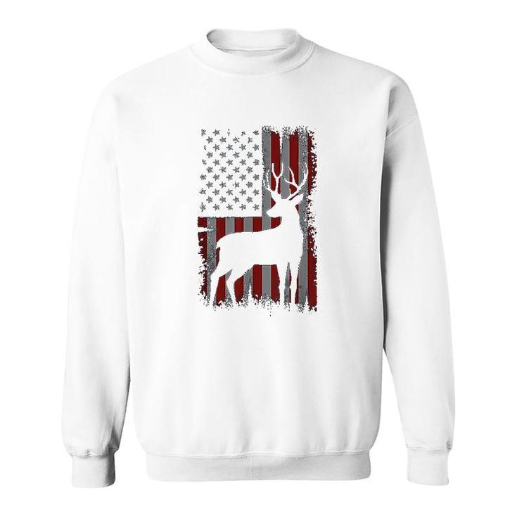 Patriotic American Flag Deer Hunter Gift Sweatshirt