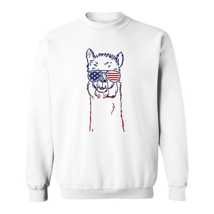 Patriotic Llama Alpaca  - American Usa Flag  Sweatshirt