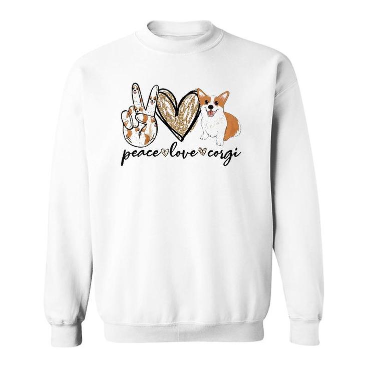 Peace Love Corgi Funny Dog Mom Mother's Day Gift Corgi Lover Raglan Baseball Tee Sweatshirt