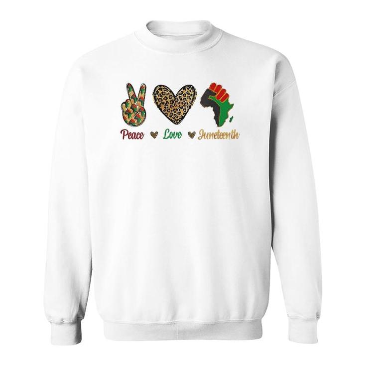 Peace Love Juneteenth Black Pride Independence Day Leopard V-Neck Sweatshirt