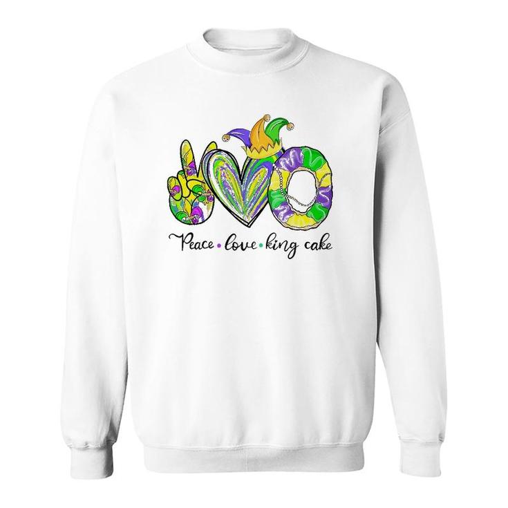 Peace Love King Cake Mardi Gras T Men Women Kids Sweatshirt
