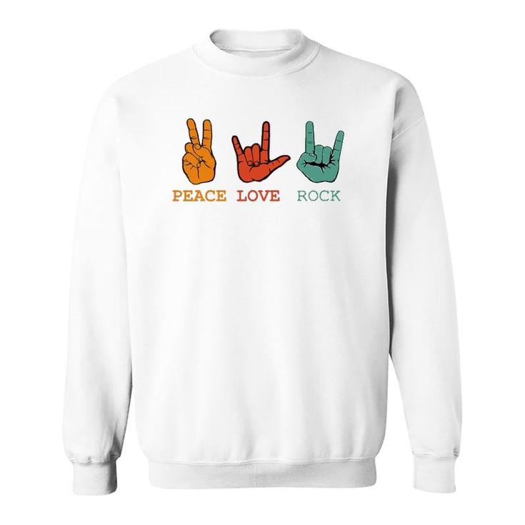 Peace Love Rock And Roll Retro Vintage Peace Loving Musician Sweatshirt