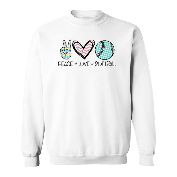 Peace Love Softball Cute Design For Women Teen Girls Sweatshirt