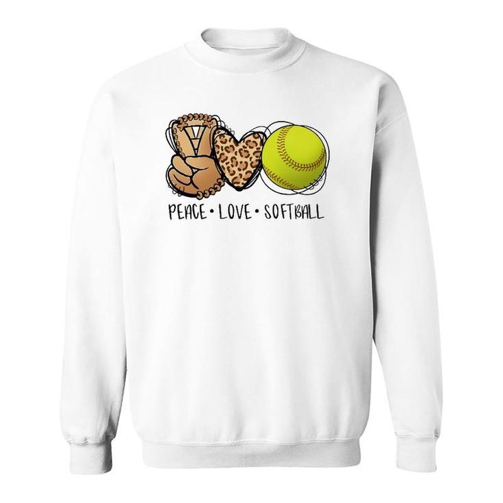 Peace Love Softball Mom Leopard Print Mother's Day Softball Sweatshirt