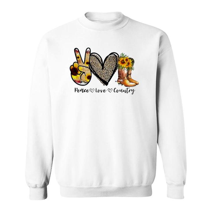 Peace Sunflower Peace Love Country Cowgirl Midwest Girl Boot Sweatshirt