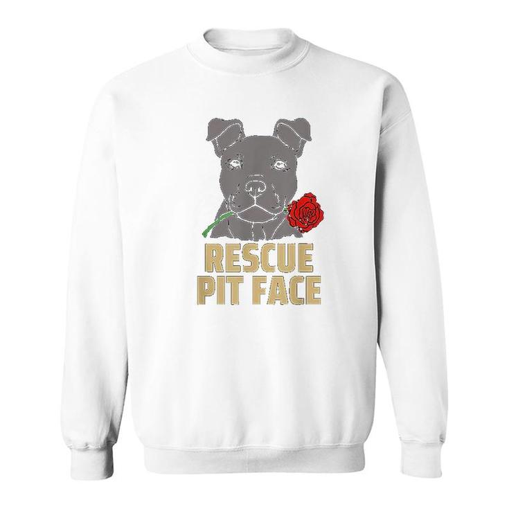 Pitbull Rescue Pit Face  Funny Cute Pitbull Lovers Sweatshirt