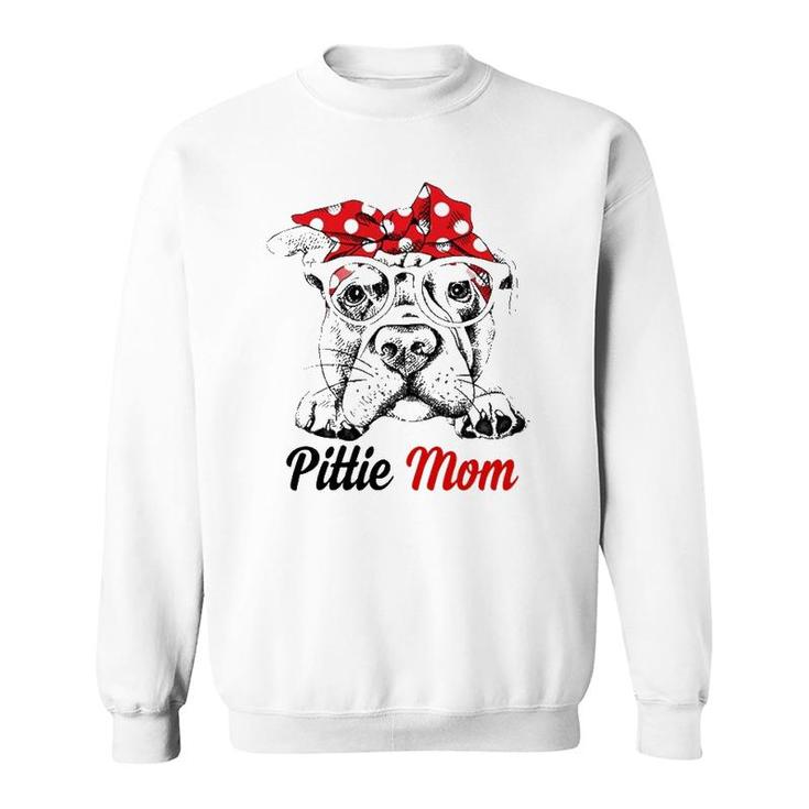 Pittie Mom With Red Bandana Headband Dog Mom Mother's Day Sweatshirt