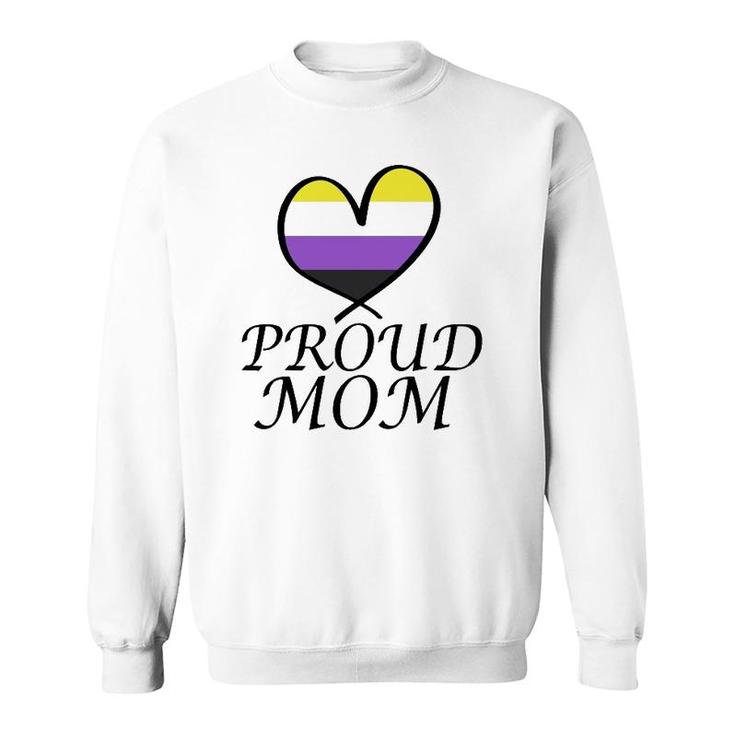 Proud Mom Heart Flag Lgbt Gay Pride Support Nonbinary Lgbtq  Sweatshirt