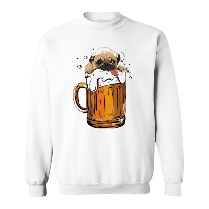 Pug Dog Beer Drinking  Funny Cute Dog Lovers Gifts Sweatshirt