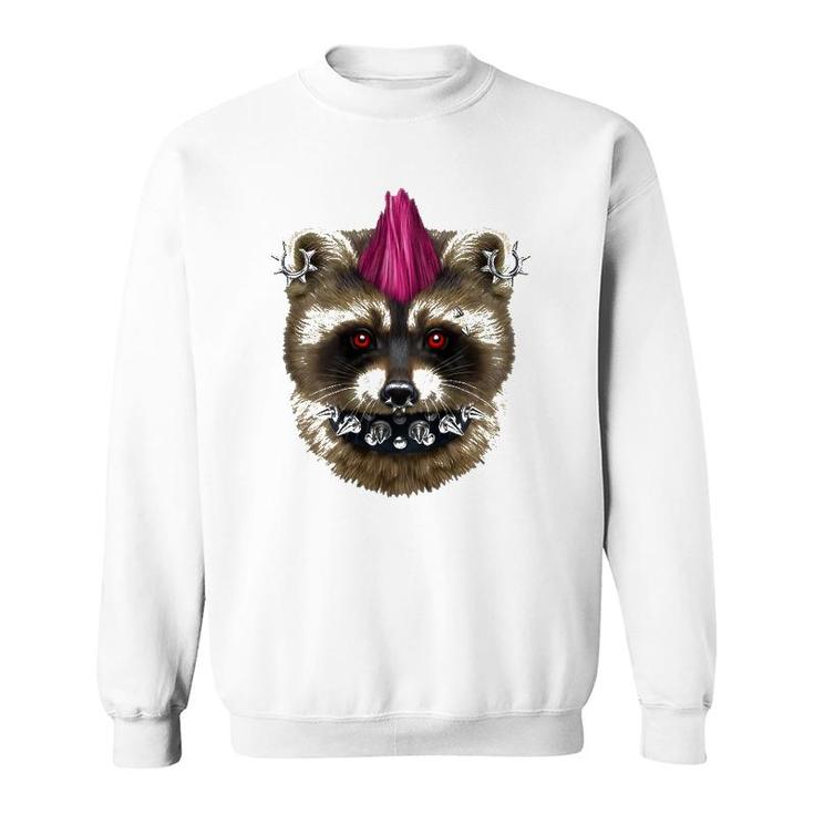 Punk Rock Raccoon With Mohawk And Heavy Metal Makeup Sweatshirt