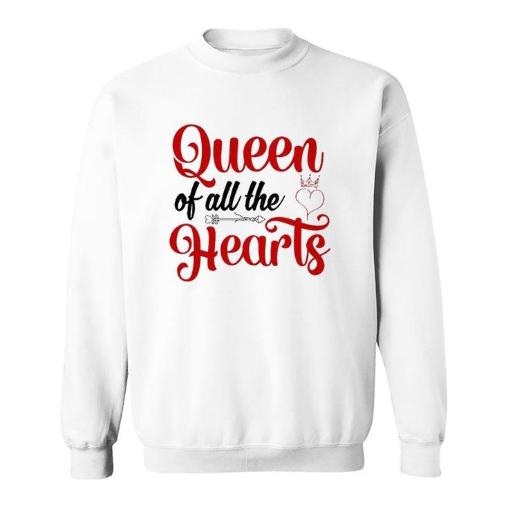 Queen Of All The Hearts Valentine Cute Couple Valentine Sweatshirt