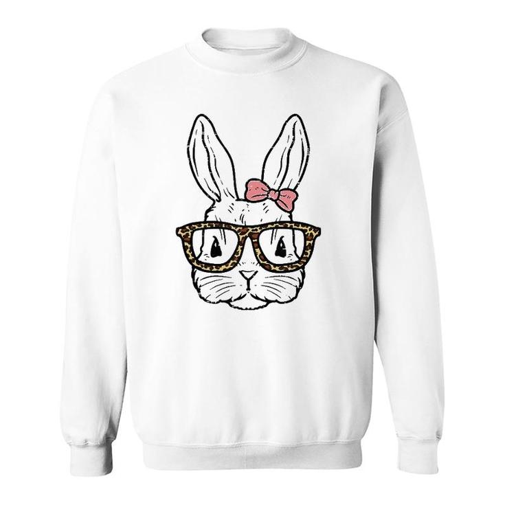 Rabbit Bunny Wearing Leopard Glasses Cute Easter Girls Women Tank Top Sweatshirt