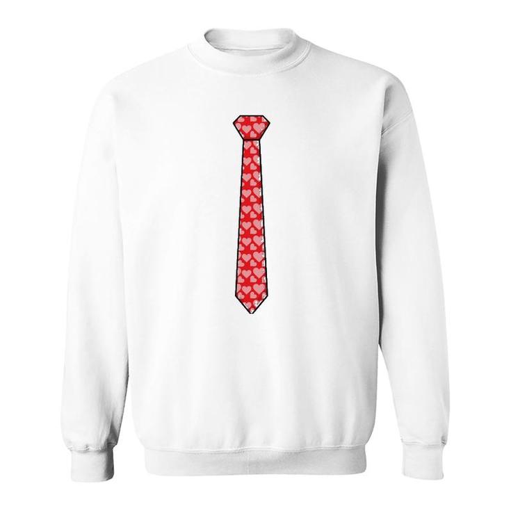 Red Tie With Hearts Cool Valentine's Day Funny Gift Sweatshirt
