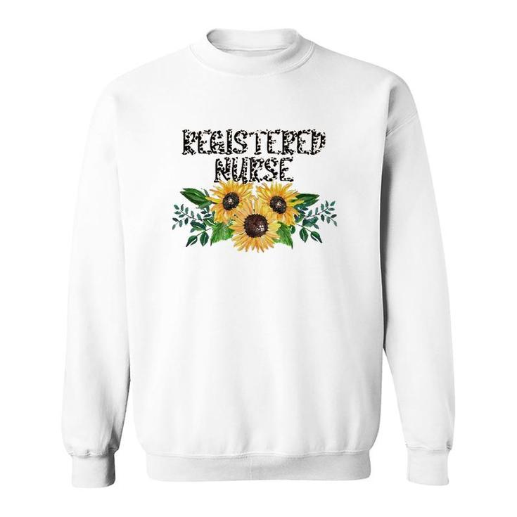 Registered Nurse Leopard Text Sunflower Rn Gift Sweatshirt