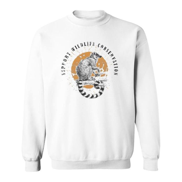 Retro Lemur Wildlife Conservation Animal Lover Gift Sweatshirt