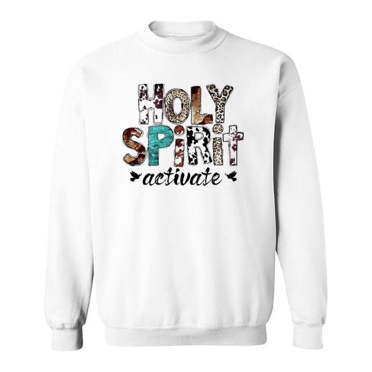Retro Leopard Holy Spirit Activate Cowboy Rodeo Western Girl Sweatshirt
