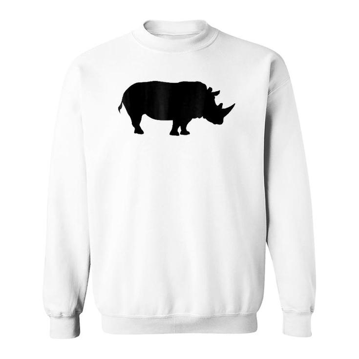 Rhinoceros Solid Black Silhouette  Rhino Sweatshirt