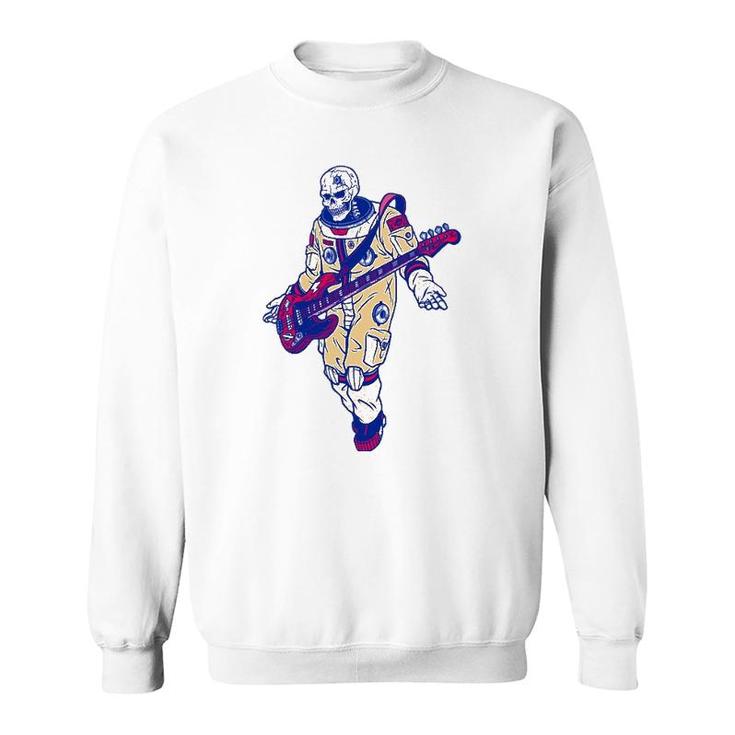 Rock & Roll Skeleton Guitar Astronaut Music Lover Gift Sweatshirt
