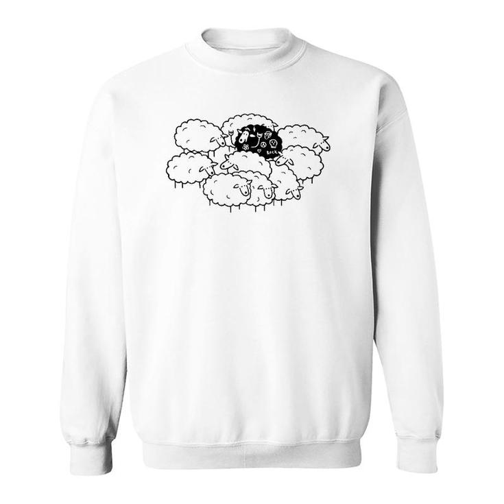 Rock N Roll Peace Love Black Sheep Funny Animals Graphic Art Sweatshirt