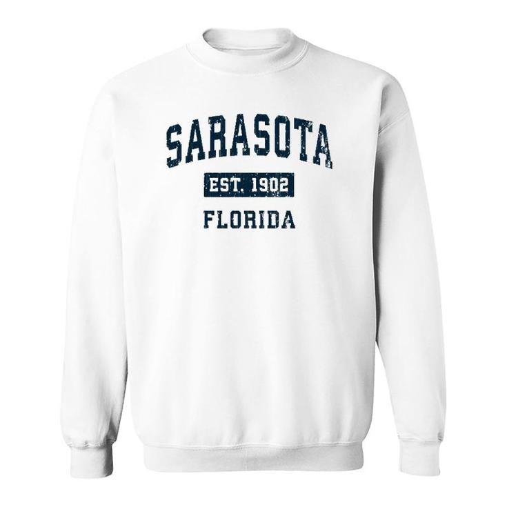 Sarasota Florida Fl Vintage Sports Design Navy Print Pullover Sweatshirt