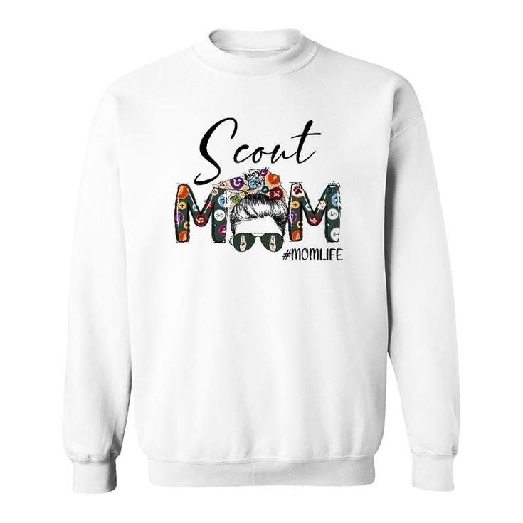 Scouting Scout Mom Life Messy Bun Hair Mother's Day Sweatshirt