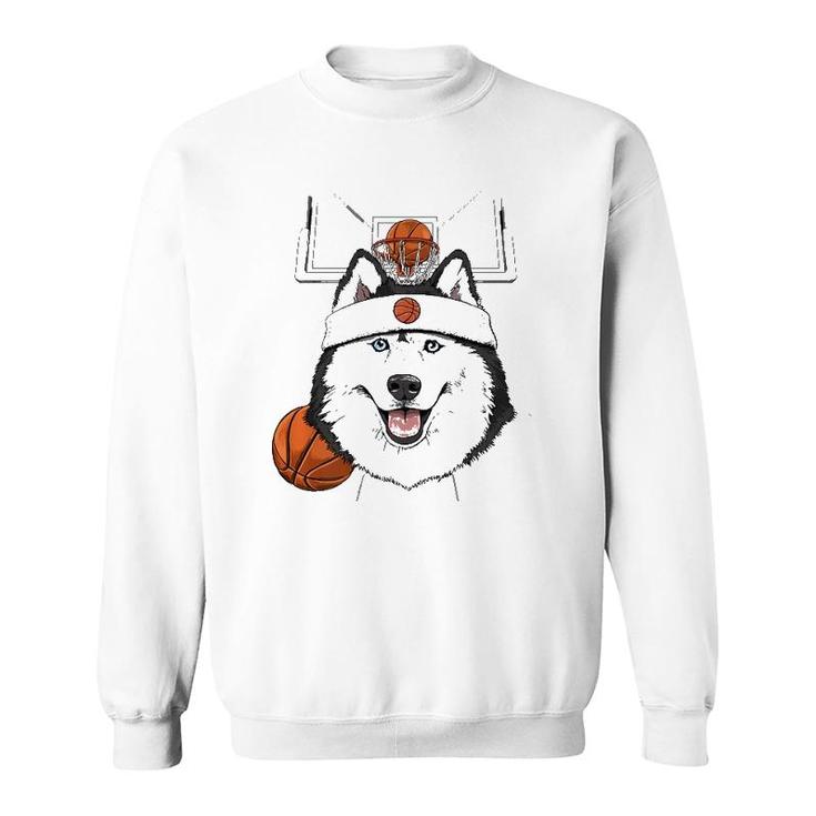 Siberian Husky Basketball Dog Lovers Basketball Player  Sweatshirt