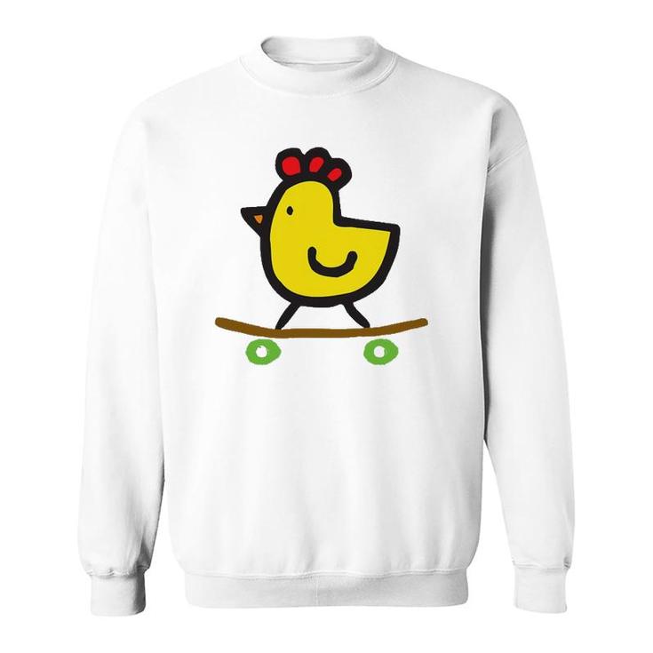 Skateboard Chick- Cute Funny Chicken Sweatshirt