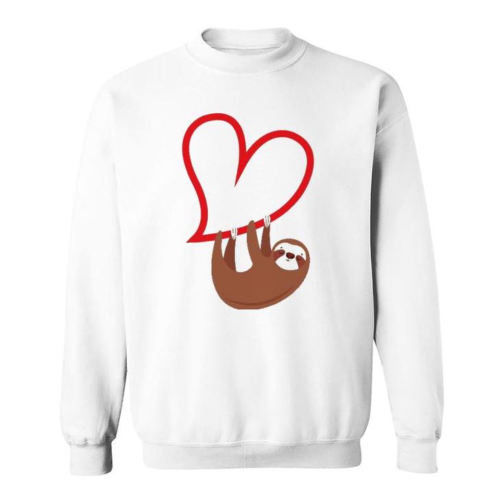 Sloth Heart Valentine's Day Girls Women Sloth Lover Sweatshirt