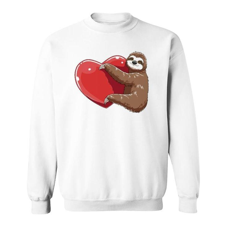 Sloth Heart Valentine's Day Sloth Lovers Sloth Hugging Heart Sweatshirt