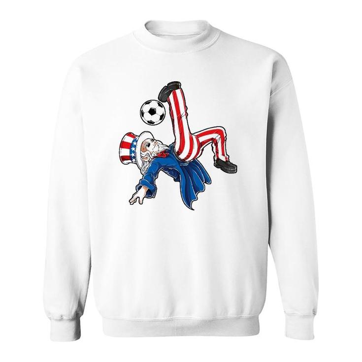 Soccer 4Th Of July Kids Boys Uncle Sam American Flag Sweatshirt