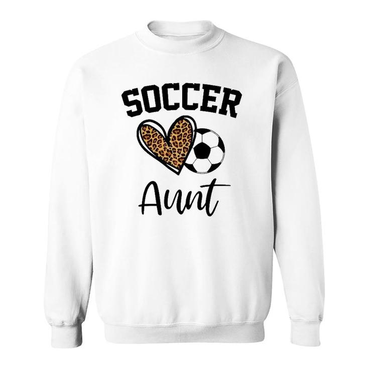Soccer Aunt Leopard Heart Funny Mothers Day Sweatshirt